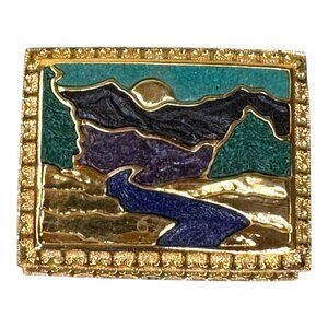 Black Hills Gold Collectible No. 3 Trinket Jewelry Box Mountains Inlaid Gemstone